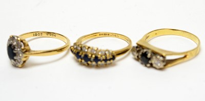 Lot 203 - Three sapphire and diamond rings