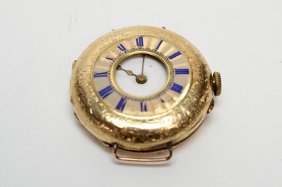 Lot 200 - A 14ct yellow gold cased half hunter wristwatch