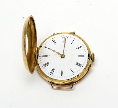Lot 200 - A 14ct yellow gold cased half hunter wristwatch