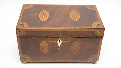 Lot 1284 - An early 19th Century inlaid mahogany tea caddy