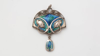 Lot 408 - Murrle Bennett & Co: a silver and enamel Arts and Crafts pendant