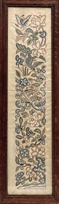 Lot 1187 - A Qing Chinese silkwork "forbidden knot" sleeve band