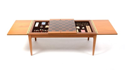 Lot 53 - A retro vintage circa 1970's backgammon/chess/gaming/coffee table of rectangular form