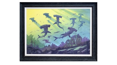 Lot 206 - M. J. Forster - Hammerhead Sharks | watercolour