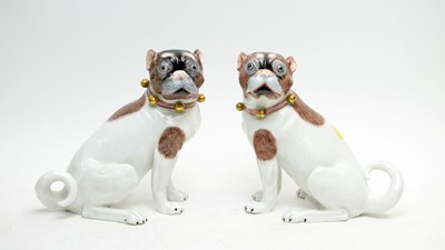 Lot 908 - Pair of Dresden Pugs