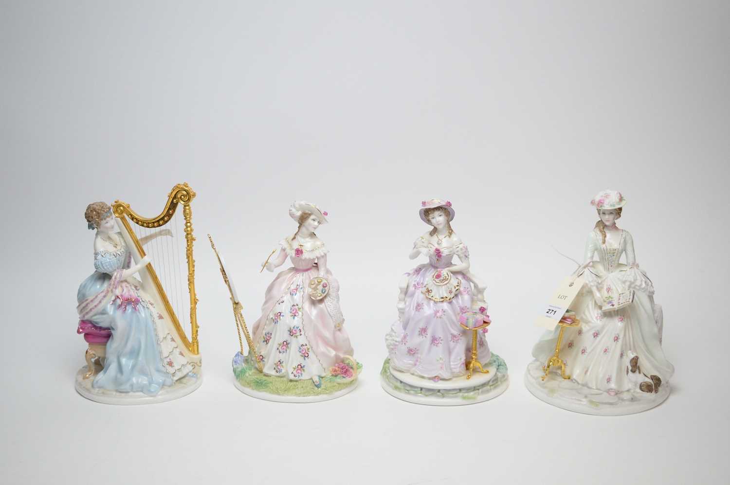 Lot 280 - A set of four Royal Worcester 'Graceful Arts' figures of ladies.