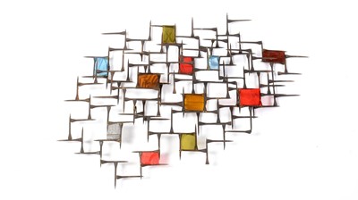 Lot 190 - A contemporary metal and polychrome acrylic abstract work of art