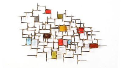 Lot 190 - A contemporary metal and polychrome acrylic abstract work of art