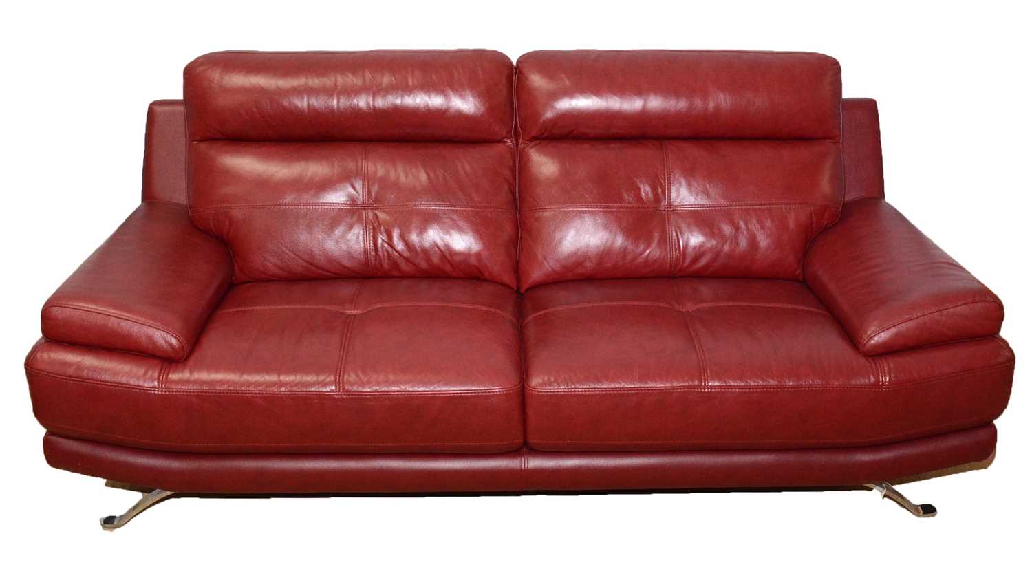 Lot 80 - A retro style sofa upholstered in red leatherette
