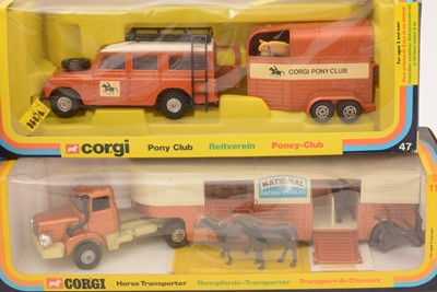 Lot 309 - Corgi Pony Club Land Rover and Trailer, Giftset and  Horse Transporter