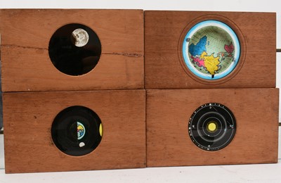 Lot 14 - A collection of ten mechanical astonomical mahogany framed Magic Lantern slides