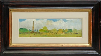 Lot 781 - David Walsh - Salisbury Cathedral from Rural Stour | oil