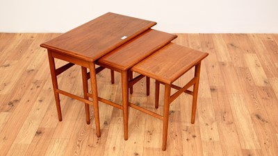 Lot 101 - A retro vintage circa 1960s mid 20th Century teak wood nest of graduating tables of rectangular form