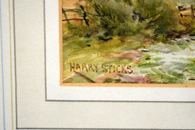 Lot 757 - Harry James Sticks - On Muncraster Fell, Eskdale, Cumberland, Sept 1913 | watercolour