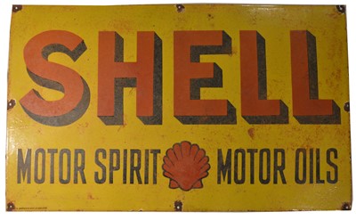 Lot 93 - An enamel advertising sign, Shell Motor Spirit, Motor Oils