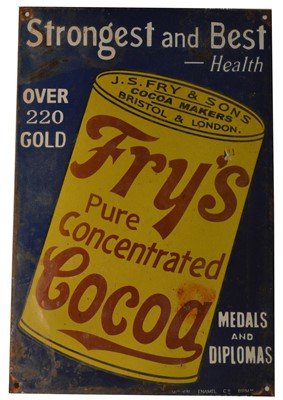 Lot 104 - ﻿An enamel advertising sign,﻿ Fry's Pure Concentrated Cocoa
