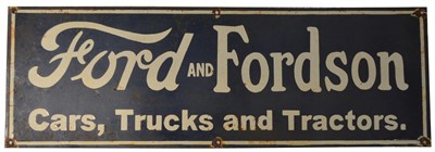 Lot 108 - An enamel advertising sign, Ford and Fordson