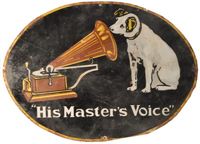 Lot 113 - ﻿An enamel advertising sign,﻿ His Master's Voice