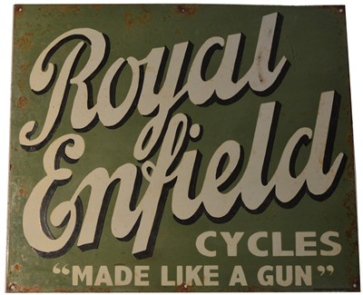 Lot 127 - ﻿An enamel advertising sign, ﻿Royal Enfield Cycles