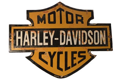 Lot 129 - ﻿An enamel advertising sign, ﻿Harley-Davidson Motor Cycles