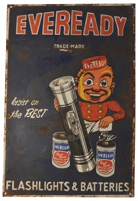 Lot 136 - ﻿An enamel advertising sign, ﻿Eveready Flashlights & Batteries