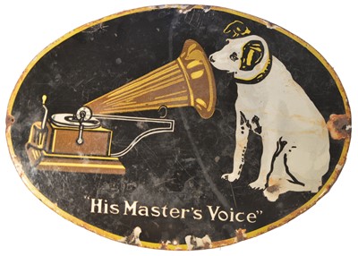 Lot 143 - ﻿An enamel advertising sign, ﻿His Master's Voice