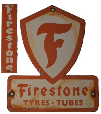 Lot 151 - Two enamel advertising signs, Firestone