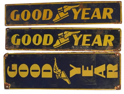 Lot 154 - Three enamel advertising signs, Goodyear