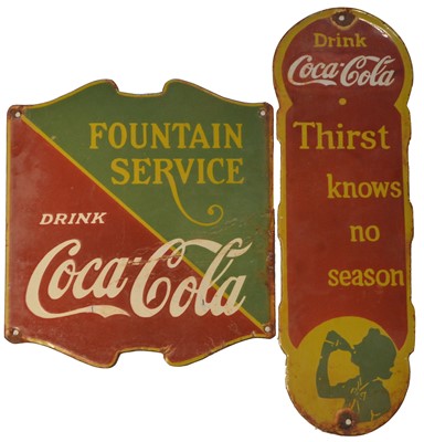 Lot 155 - ﻿Two enamel advertising signs, ﻿Drink Coca-Cola