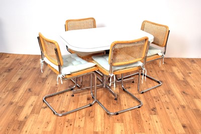 Lot 20 - A retro style 20th Century kitchen table and chairs