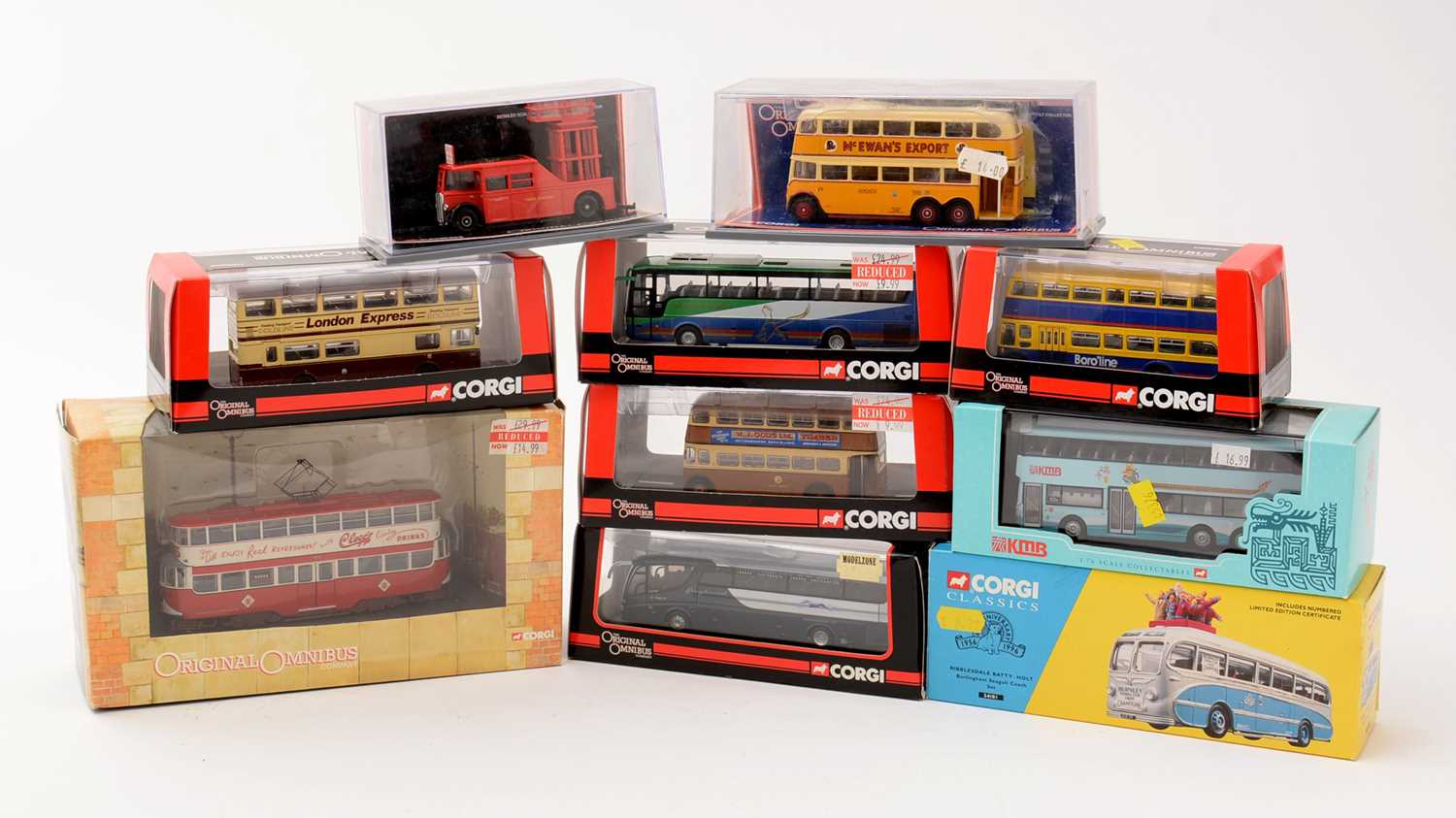 Lot 329 - Corgi diecast model buses and trams