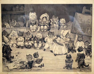 Lot 706 - After Louis Wain - Mrs Tabby's Academy | lithograph