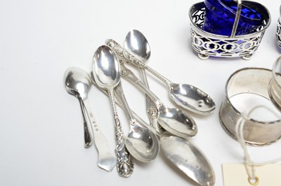 Lot 181 - A selection of silver condiments, napkin rings and other items