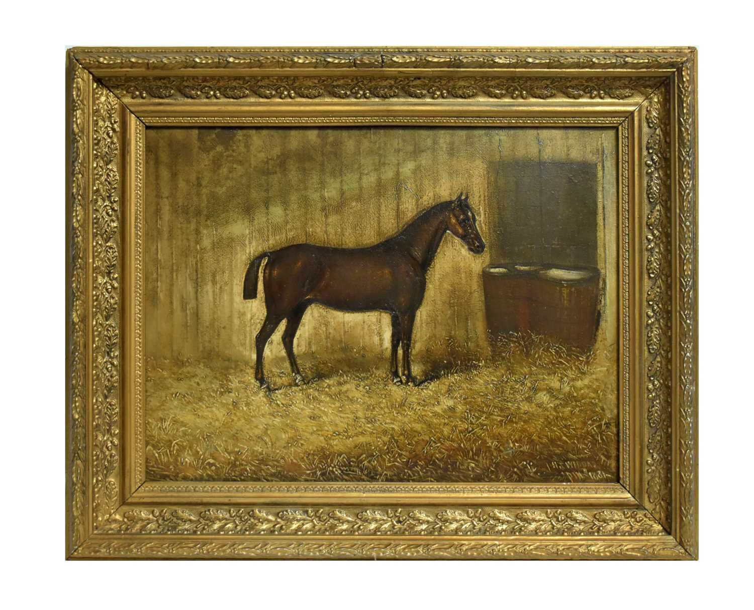 Lot 795 - H. T. Widdas - Portrait of a Chestnut Racehorse in a Stable | oil