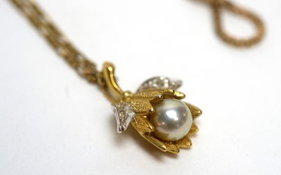 Lot 149 - A cultured pearl and white stone set silver gilt pendant; and other bracelet
