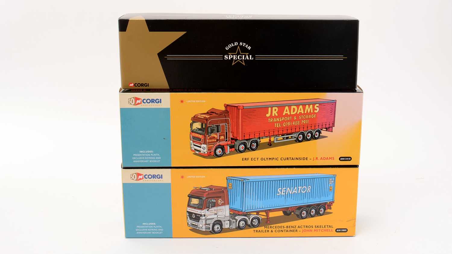 Lot 354 - Two Corgi 50th Anniversary Limited Edition commercial trucks; and another item