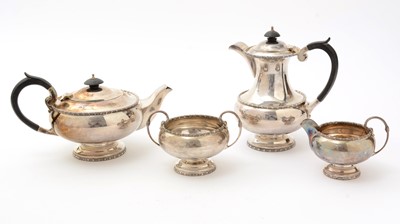 Lot 9 - A George VI four-piece silver tea set