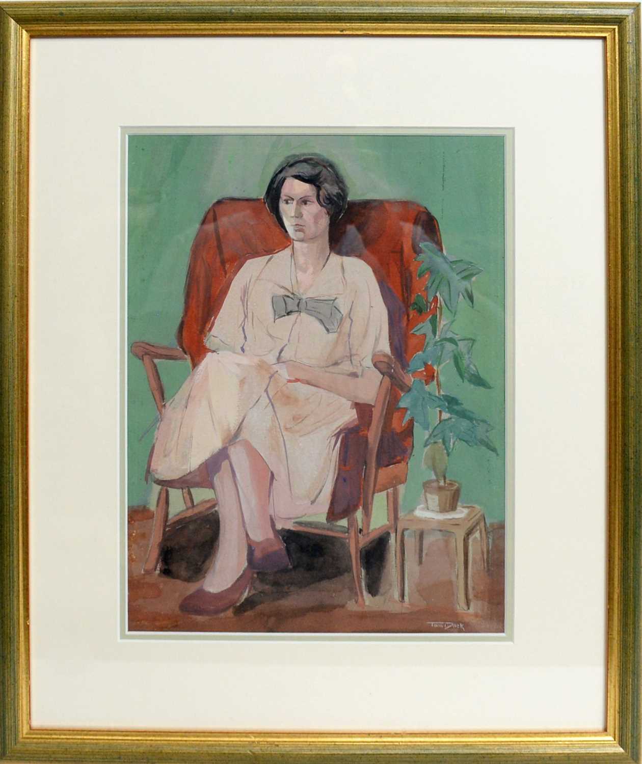 Lot 775 - Tom Dack - Two Portraits of a Lady | oil and watercolour