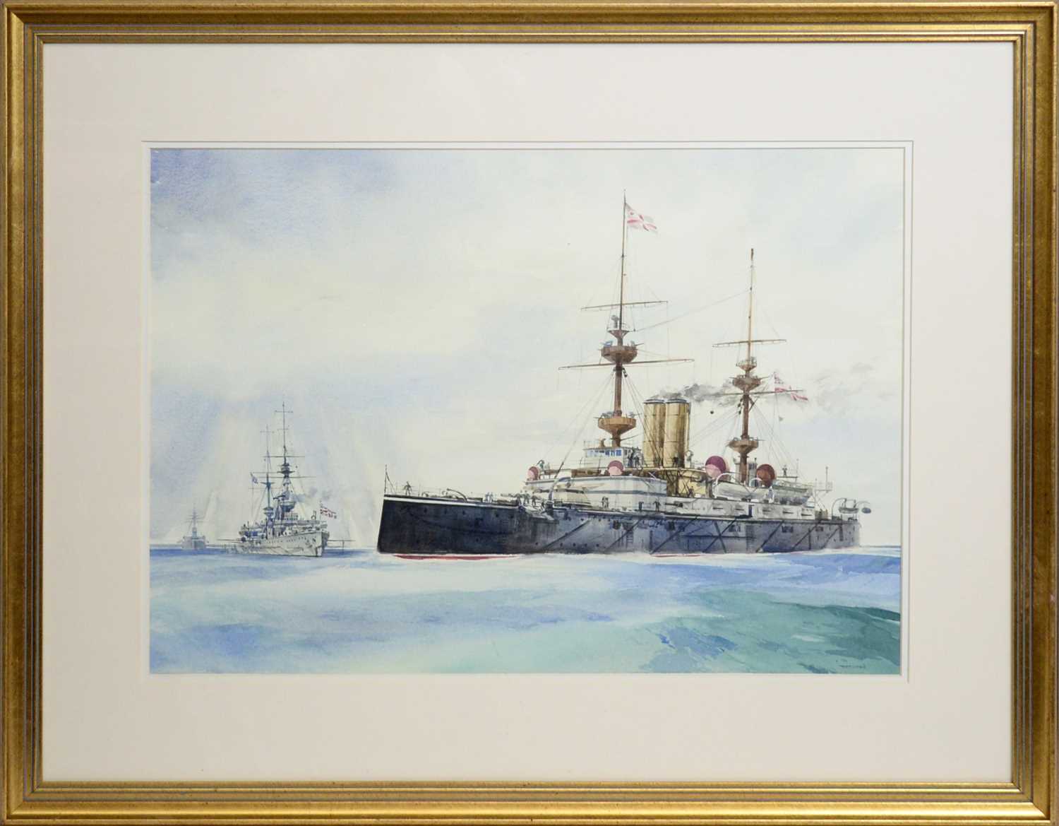 Lot 749 - Tom Dack - Battleship Ceaser | watercolour