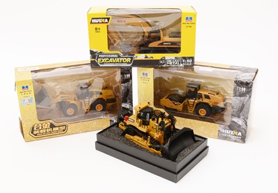 Lot 445 - Hui Na Toys: four 1:50 scale diecast construction vehicles