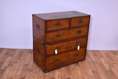 Lot 70 - A 19th Century mahogany campaign chest of drawers