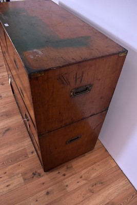 Lot 70 - A 19th Century mahogany campaign chest of drawers