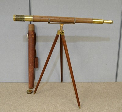Lot 166 - A large 19th Century Victorian two draw brass and Leather telescope by Whyte & Thomson