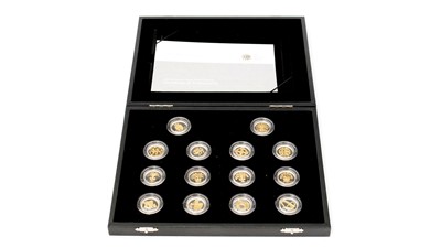 Lot 577 - The Royal Mint United Kingdom £1 coin 25th Anniversary Silver Proof Collection fourteen-coin set