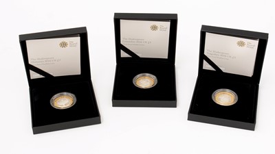 Lot 589 - The Royal Mint United Kingdom 2016 Shakespeare £2 Silver Proof Piedfort coins