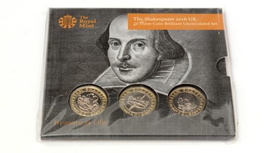 Lot 598 - The Royal Mint United Kingdom Shakespeare 2016 three-coin £2 Brilliant Uncirculated Set