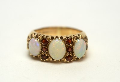 Lot 142 - An opal and garnet ring