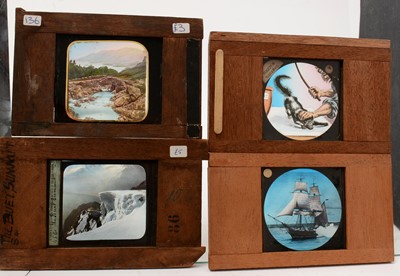 Lot 39 - A collection of 19th Century Victorian hand-painted mahogany framed Magic Lantern Slides