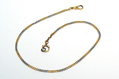 Lot 223 - A fine 18ct yellow gold and platinum link watch chain, with alternating curb links