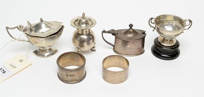 Lot 179 - ﻿A selection of silver condiments and other items